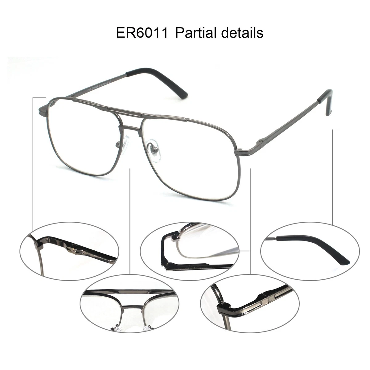 EYE ZOOM 3 Pack Readers Metal Frame Square Aviator Style Geek Reading Glasses