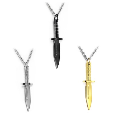 Damen Herren Anhänger Dolch Silber / Schwarz / Gold Schmuck Edelstahl Halskette