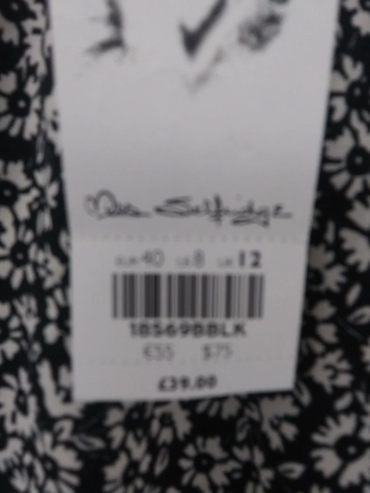 Miss Selfridge US sz 8 Black Floral Short Sleeve Mock Neck Tiered Maxi Dress NWT - Image 3 of 4