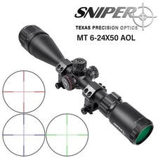 Sniper 6-24X50AO Hunting Rifle Scope with R/G/B Illuminated Mil-Dot Reticle