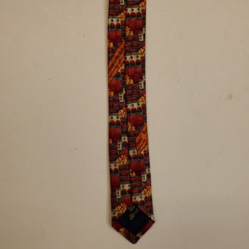 Ermenegildo Zegna Disegno Esclusivo Tie Geometric Red House Silk Necktie 58/3.75 - Picture 3 of 5