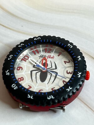 Vintage Retired 2011 SWATCH FLIK-FLAK Swiss Made Watch ~ Spider-Man Rare