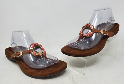 Vionic Womens Rest Ricci 340RICCI Cinnamon Thong Sandals Leather Size 9