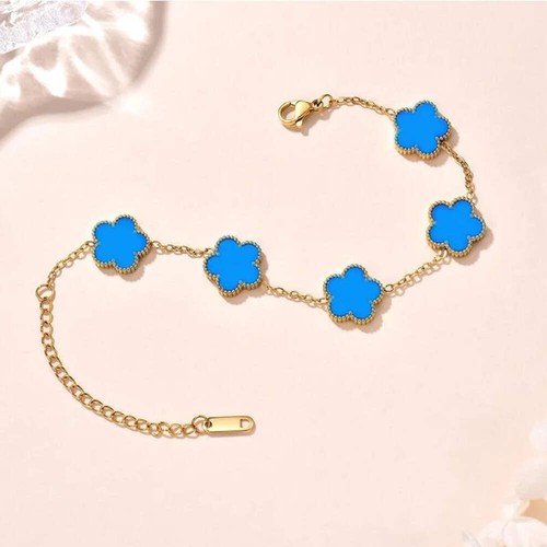 Lucky Clover Women's Hand Bracelets Double Sided Flowers Jewellery Gifts Stainle - Picture 30 of 38