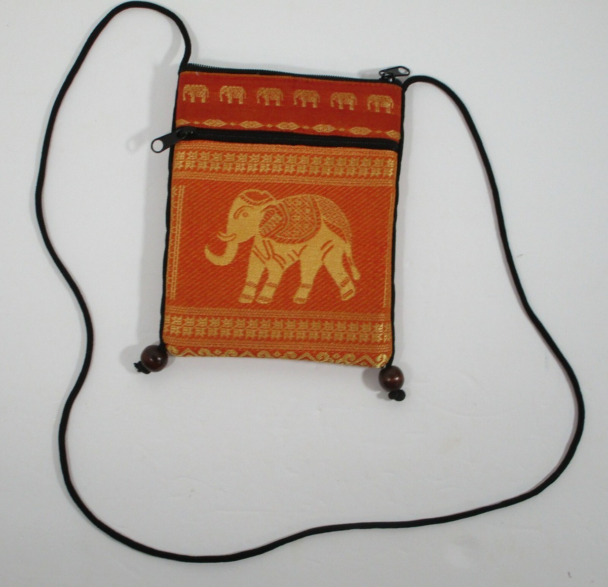 Elephant Motif Small Shoulder Bag Rust Gold 7