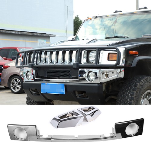 Silver Chrome Front Bumper & Side Cover Trim Kit For Hummer H2 SUV SUT