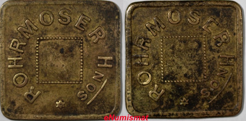 COSTA RICA LAS PAVAS  ROHRMOSER HNOS LTD COFFEE SQUARE TOKEN 29mm R-SJS 31 (402)