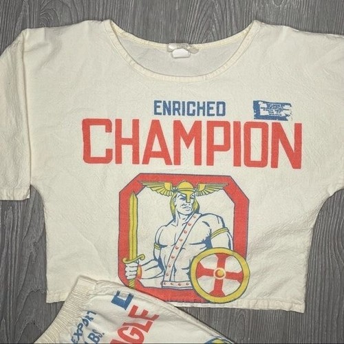 Vintage potato sack short sleeve shirt & pants muslin cotton champion potato sac - Picture 2 of 7