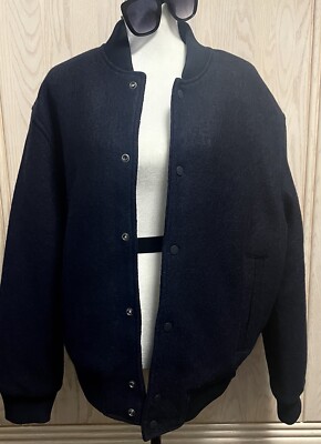 ZARA MAN NAVY BLUE BOUCLÉ TEXTURED CLASSIC BOMBER JACKET BRAND