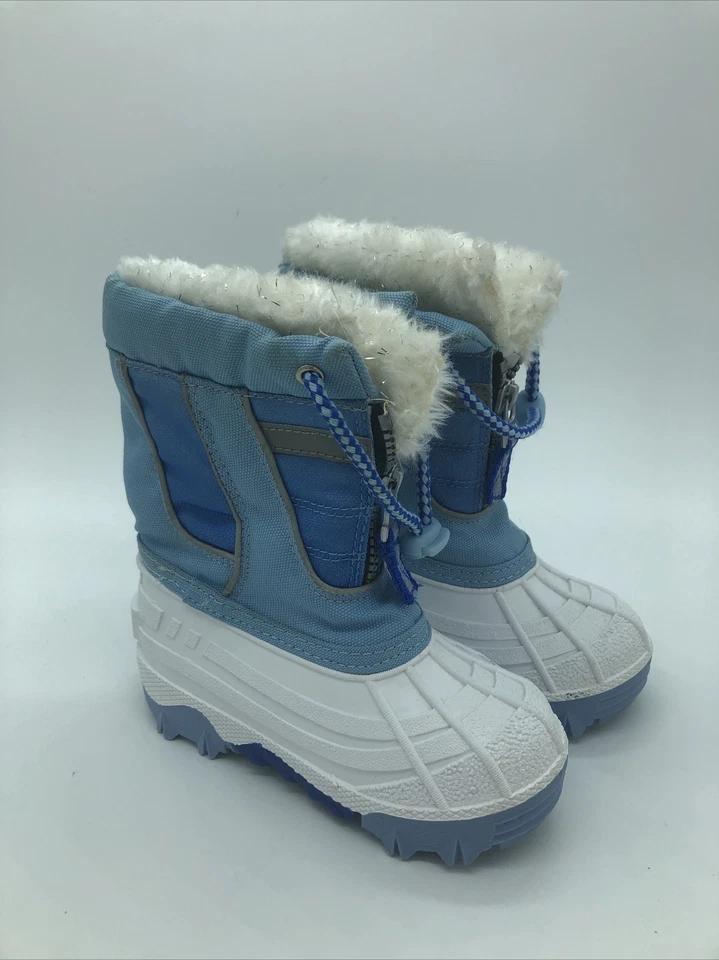Botas de nieve de invierno Thinsulate azules/blancas para niños pequeños talla 6 Foto 2 de 4