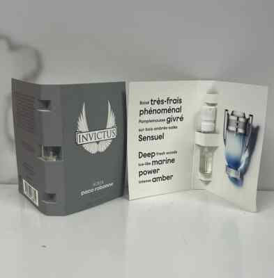 2 pcs Invictus  Aqua by Paco Rabanne EDT Spray Vials mini 1.5 ml