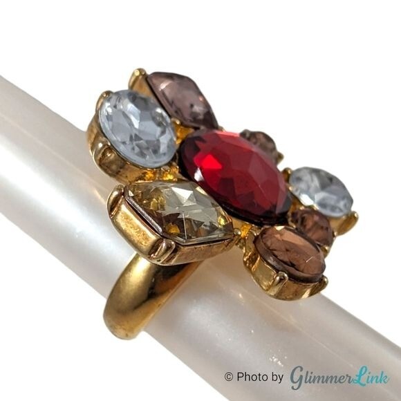 Multi Stone Cocktail Statement Ring Size 6 - image 3