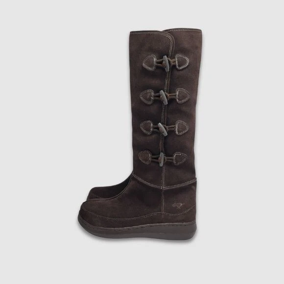 Rocket Dog Toggle 高筒靴人造毛皮衬里轻便麂皮绒棕色 10 码 — 第 2/4 张图片