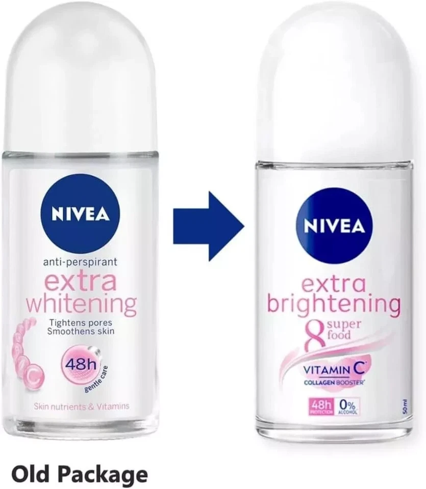 Nivea Extra Whitening Roll On 8 Super Food, Vitamina C Colágeno Booster 50ml x 3 Foto 4 de 4
