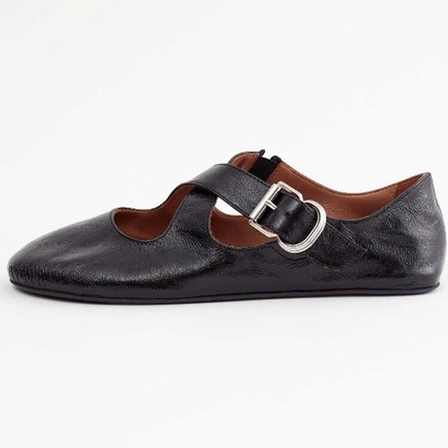 Womens Chic Velvet Crossover Buckle Strap Ballet Flat Mary Jane Shoes BET