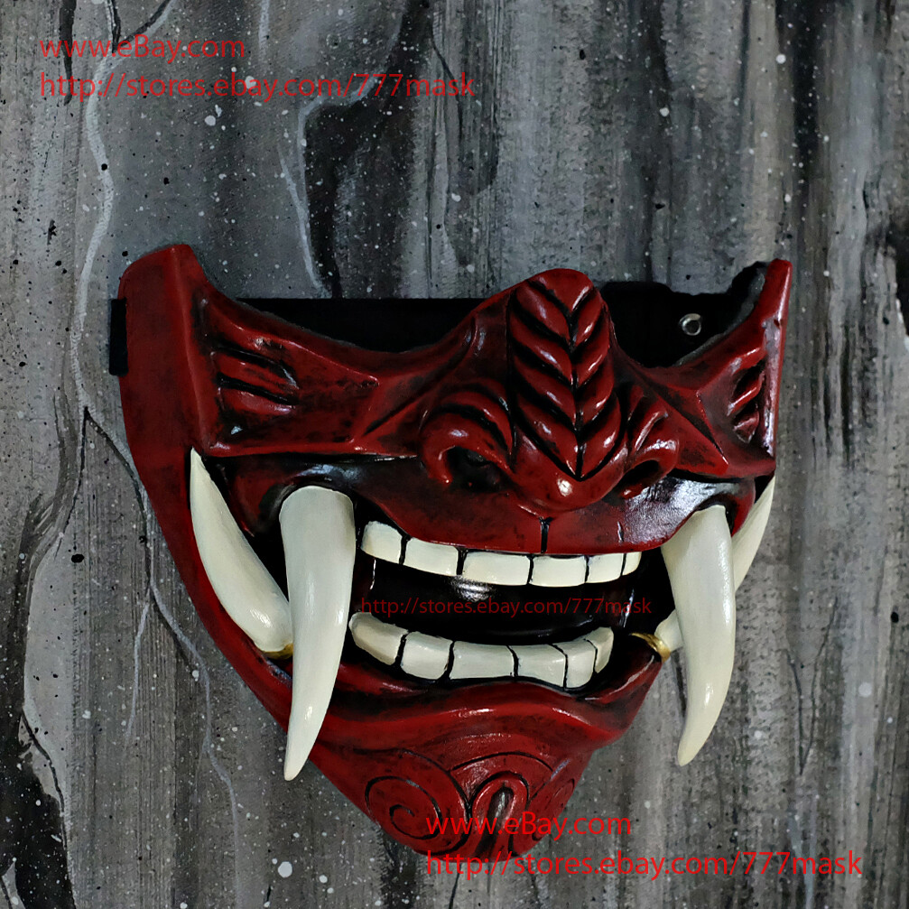マオマオ ✿ apwoyo SAMURAI ONI AIRSOFT MASK MOTORCYCLE PAINTBALL HALF MEMPO