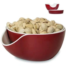 Pistachio Bowl Snack Serving Double Dish Peanut Bowl with Seeds Shell Storage