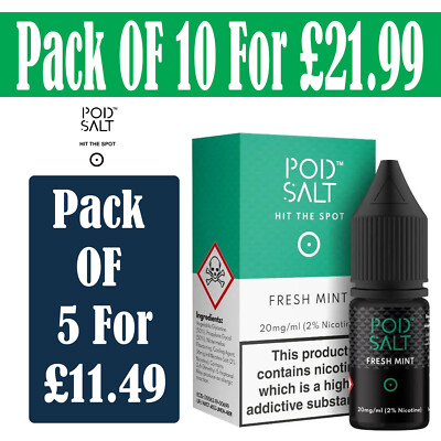 Fresh Mint POD SALT E-Liquid 10ml | Core Series l11mg 20mg Multi Pack