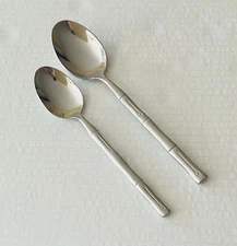 Hampton Silversmiths Bamboo Teaspoon 6 7/8” and Oval Soup Spoon 7 7/8” Glossy