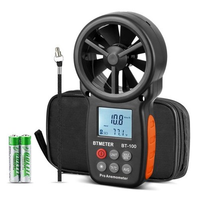 BT-100 Handheld Anemometer, Digital Wind Speed CFM Meter Gauge Air Flow Veloc...
