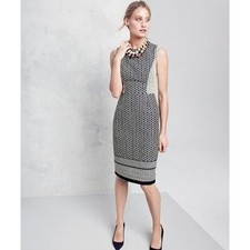 New J Crew Paneled Geometric Sheath Dress  $168 SIZE 4 Black/White KNEE LENGTH