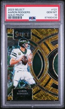 2023 Panini Select #121 Aaron Rodgers Gold Prizm PSA 10