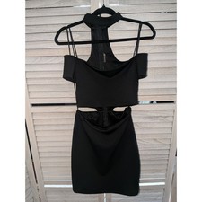 Express Black Cutout Mini Dress High Neck Womens size 6/small