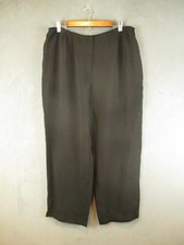 Eileen Fisher Pants Womens 1X Black Straight Leg Zip Button Waist Crepe