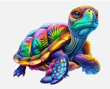 Rainbow Sea Turtle Colorful Stickers (4) Labels Card Gift Craft Paper Journal