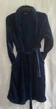 CVS WOMENS ULTRA SOFT PLUSH FAUX FUR FLEECE MARINE BLUE NIGHT ROBE SPA GOWN S-L 