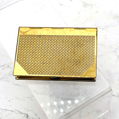 Vintage Coty Powder Compact Gold Tone Metal Book Style w Puff & Mirror