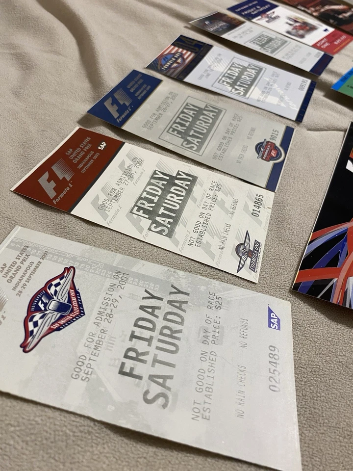 Lote de 19 talones de boletos de carreras de Fórmula Uno vintage con cordón vintage Foto 2 de 4