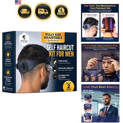 Self Haircut Kit for Men | 2Pcs SelfCut Guide for Men: Neckline Shaving Templ...