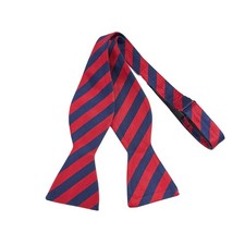 Saddlebred Silk Bow Tie Red Navy University Stripe Self-Tie Adjustable