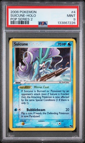 2006 POKEMON POP SERIES 2 #4 SUICUNE HOLO PSA 9 MINT