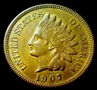 1907 INDIAN HEAD CENT UNCIRCULATED! LUSTER! 4 DIAMONDS! A beautiful coin!