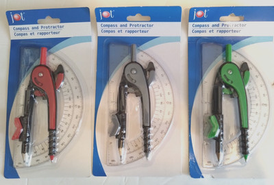 3 New Jot Compass Protractor Geometry Student Sets