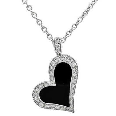 PIAGET Collier K18 Weißgold Diamant Onyx Herz Limelight gebraucht