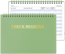 Checkbook Register, Financial Ledger, 8.4" X 6.1" - Wide Edition (Green)