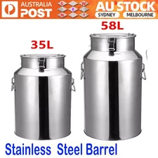 35/58L Wine Beer Keg Fermenter Barrel Stainless Steel Oil Rice Milk Cans Tank AU