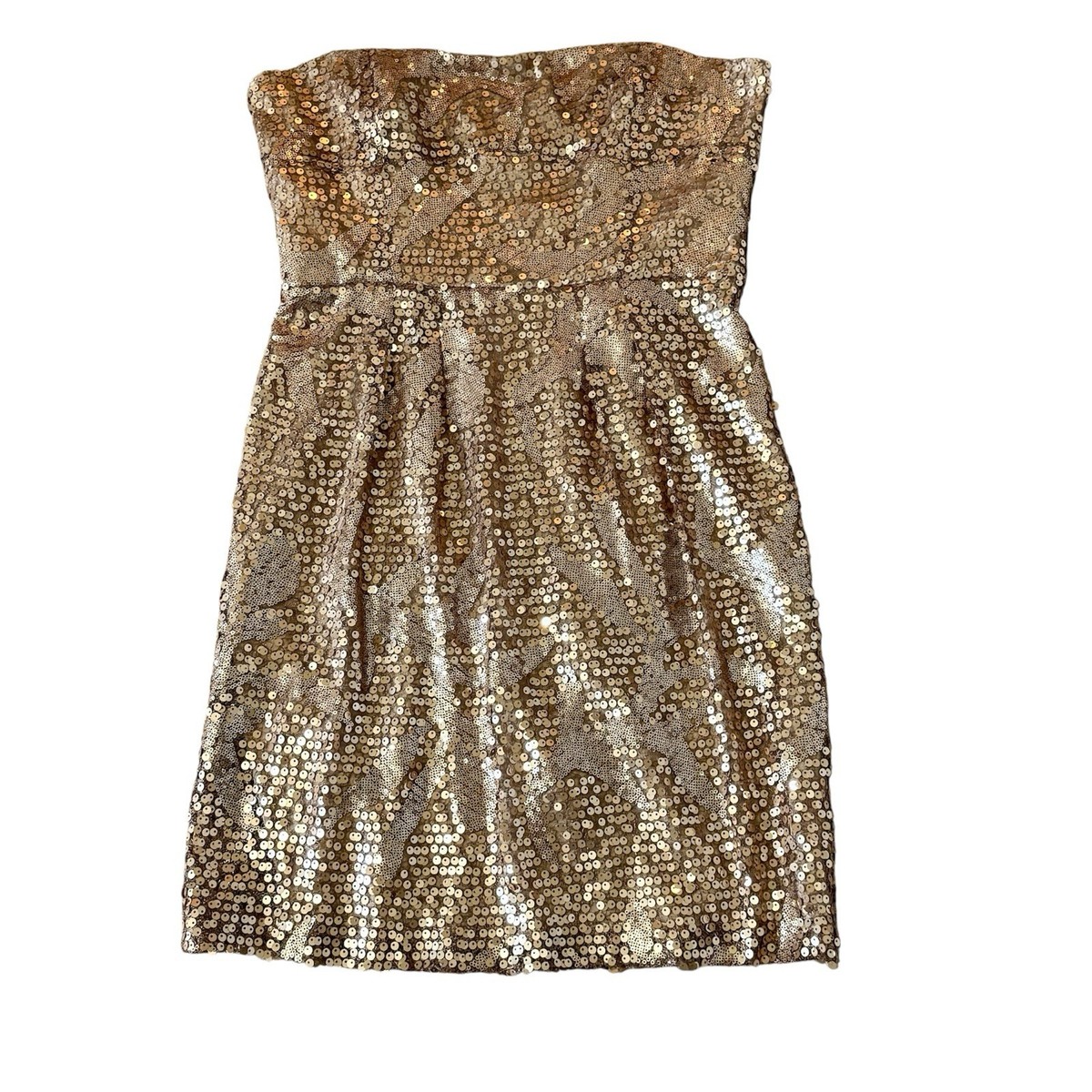 BCBGMAXAZRIA “Carole” Sequin Champagne Cocktail Dress Size 10 Straps NEW  w/Tags