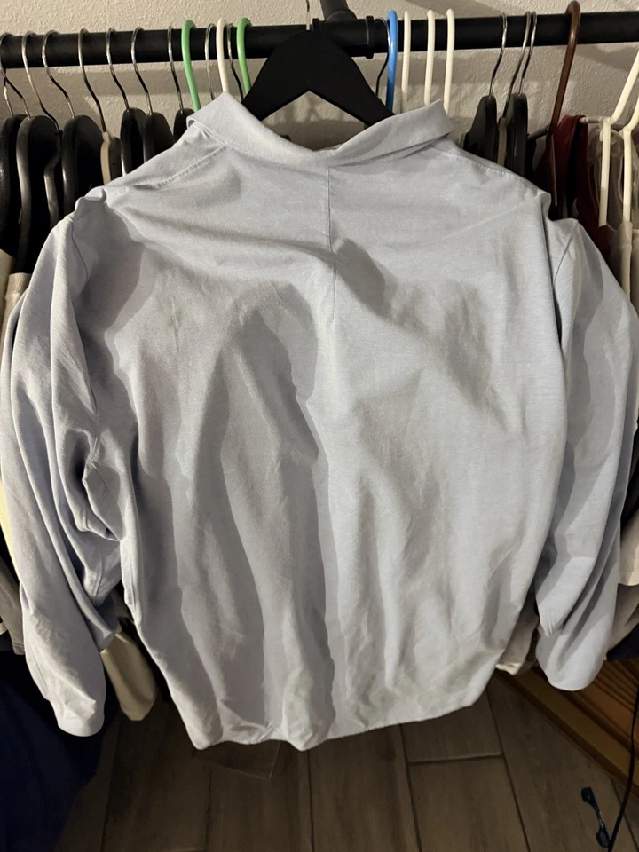 Camisa social Lululemon elástica casual AZUL CLARO manga longa botão para cima masculina 2XL - Imagem 2 de 3