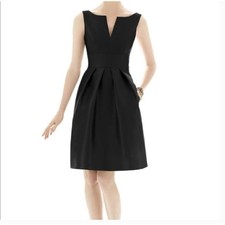 ALFRED SUNG | Black Notch Collar Bateau Neck Bridesmaids cocktail Dress d654 | 8