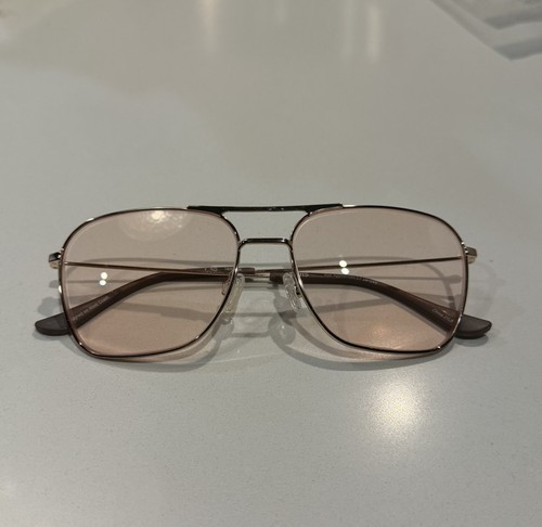 CADDIS Hooper Reading Glasses +1.50 Gold Frame Light Rose Lens 57-16-145