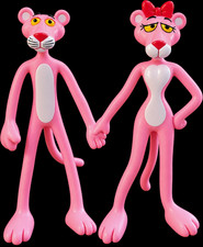 Vintage Pink Panther Figurines Pair United Artists Corp China Bendable