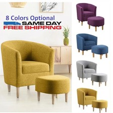 Upholstered Accent Armchair Lounge Single Sofa W/ottoman For Living Room Reading