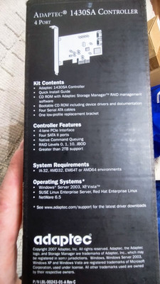 Adaptec 2240900-R 1430SA PCI Express x4 4Port RAID Controller Halterung Kabel NEU