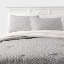 Full/Queen Printed Comforter Set Black/White - Room Essentials: Includes Sheets,