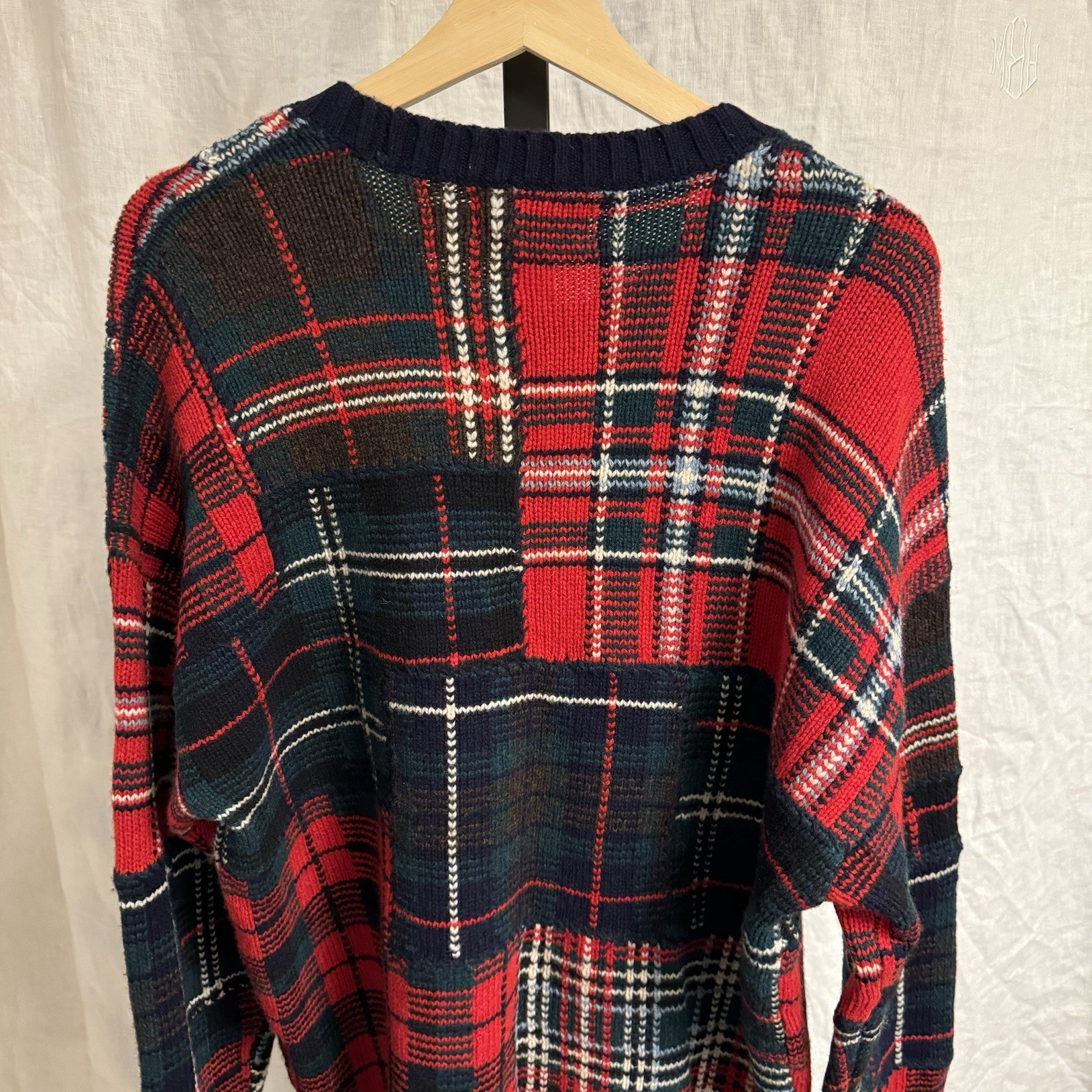 Polo Ralph Lauren Patchwork Plaid Wool Blend Sweater Red/Black Men's Size L -NEW image 2