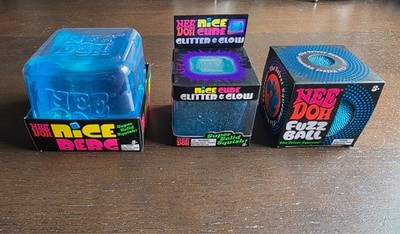 Lot NeeDoh Nice Berg Blue XL Giant Nee Doh Niceberg Fuzz ball Glitter and Glow
